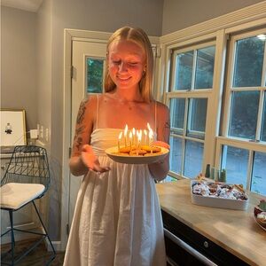 Reformation White Strapless Dress Catarina tie flowy linen summer